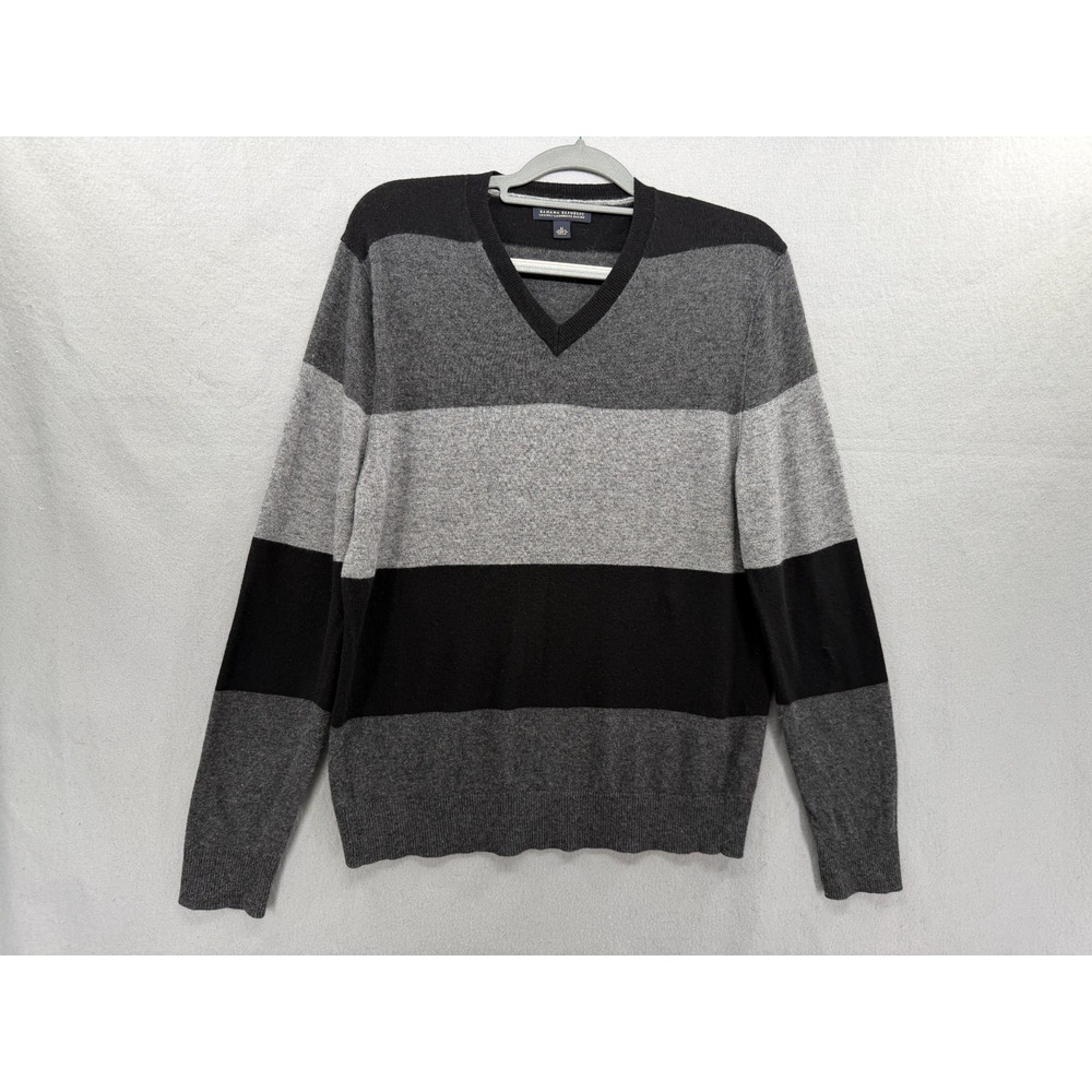 Banana Republic Sweater Mens M Black Gray Luxury Cashmere Blend Quiet Academia